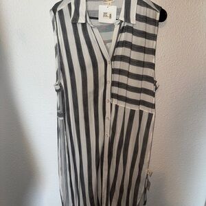 Hem & Thread Striped‎ long Blouse or coverup